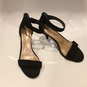 Ankle Strap Black Velvet Heels